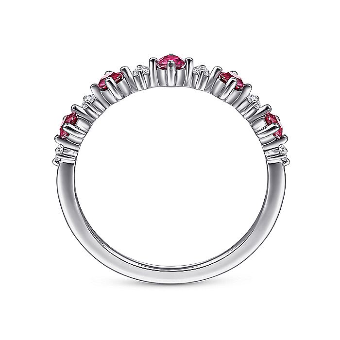 Gabriel & Co. LR51614W45RA 14K White Gold Alternating Round Diamond and Ruby Ring