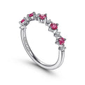 Gabriel & Co. LR51614W45RA 14K White Gold Alternating Round Diamond and Ruby Ring