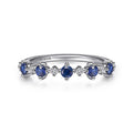 Gabriel & Co. LR51614W45SA 14K White Gold Alternating Round Diamond and Sapphire Ring