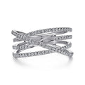 Gabriel & Co. LR51634W45JJ 14K White Gold Diamond Criss Cross Ring