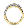 Gabriel & Co. LR51637M45JJ 14K White-Yellow Gold Polished Band and Diamond Row Criss Cross Ring