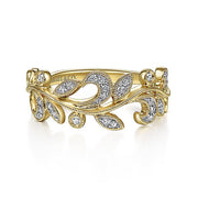 Gabriel & Co. LR51641Y45JJ 14K Yellow Gold Diamond Floral Ring