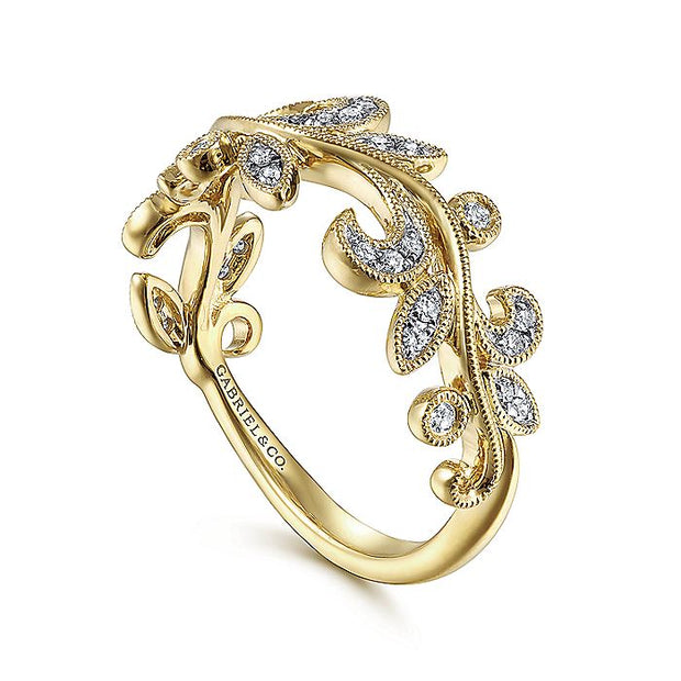 Gabriel & Co. LR51641Y45JJ 14K Yellow Gold Diamond Floral Ring