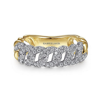 Gabriel & Co. LR51654M45JJ 14K White-Yellow Gold Diamond Links Ring