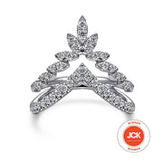 Gabriel & Co. LR51656W45JJ 14K White Gold Two Row Bursting Diamond Chevron Ring