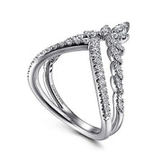 Gabriel & Co. LR51656W45JJ 14K White Gold Two Row Bursting Diamond Chevron Ring