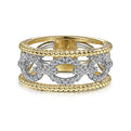 Gabriel & Co. LR51658M45JJ 14K White-Yellow Gold Diamond Link and Twisted Rope Ring