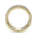 Gabriel & Co. LR51658M45JJ 14K White-Yellow Gold Diamond Link and Twisted Rope Ring