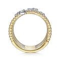 Gabriel & Co. LR51662M45JJ 14K White-Yellow Gold Five Row Bujukan Ball and Diamond Station Ring