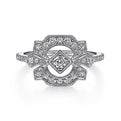 Gabriel & Co. LR51663W45JJ 14K White Gold Art Deco Floral Diamond Ring