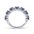 Gabriel & Co. LR51675W45SA 14K White Gold Round Sapphire and Diamond Halo Ring