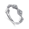 Gabriel & Co. LR51683W45JJ 14K White Gold Diamond Station Stackable Ring