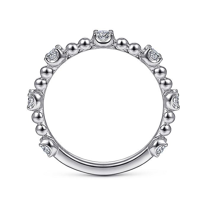 Gabriel & Co. LR51685W45JJ 14K White Gold Bujukan Ball and Diamond Station Ring