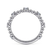 Gabriel & Co. LR51685W45JJ 14K White Gold Bujukan Ball and Diamond Station Ring