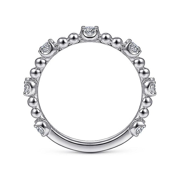 Gabriel & Co. LR51685W45JJ 14K White Gold Bujukan Ball and Diamond Station Ring