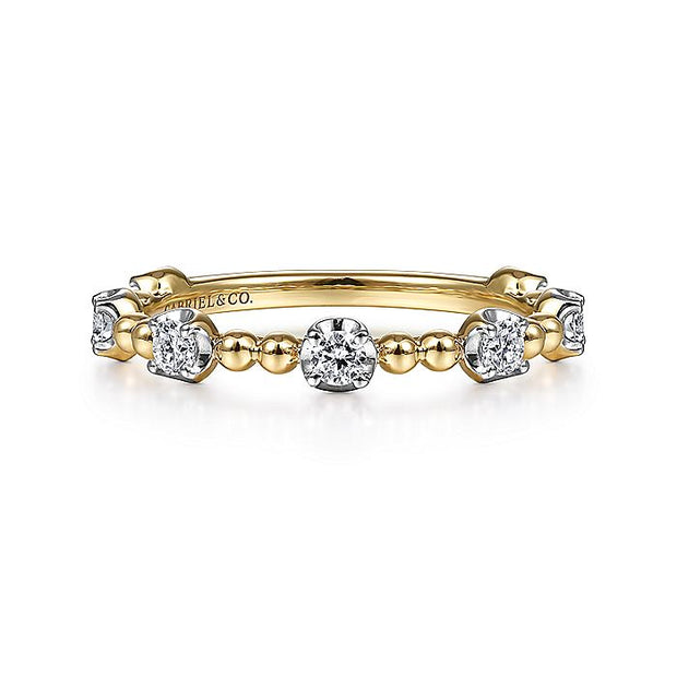 Gabriel & Co. LR51685Y45JJ 14K Yellow Gold Bujukan Ball and Diamond Station Ring