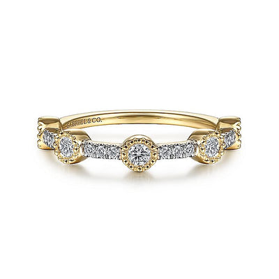 Gabriel & Co. LR51701Y45JJ 14K Yellow Gold Diamond Station Stackable Ring