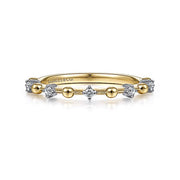 Gabriel & Co. LR51703Y45JJ 14K Yellow Gold Alternating Diamond and Bujukan Ball Ring