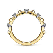 Gabriel & Co. LR51703Y45JJ 14K Yellow Gold Alternating Diamond and Bujukan Ball Ring