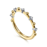 Gabriel & Co. LR51703Y45JJ 14K Yellow Gold Alternating Diamond and Bujukan Ball Ring