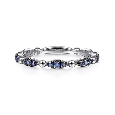 Gabriel & Co. LR51704W4JSA 14K White Gold Cluster Sapphire and Bujukan Ball Stackable Ring