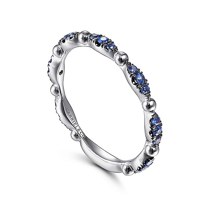 Gabriel & Co. LR51704W4JSA 14K White Gold Cluster Sapphire and Bujukan Ball Stackable Ring