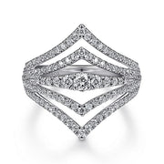 Gabriel & Co. LR51736W45JJ 14K White Gold Multi Row Diamond Chevron Ring