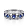 Gabriel & Co. LR51738W45SA 14K White Gold Round Sapphire and Diamond Ring