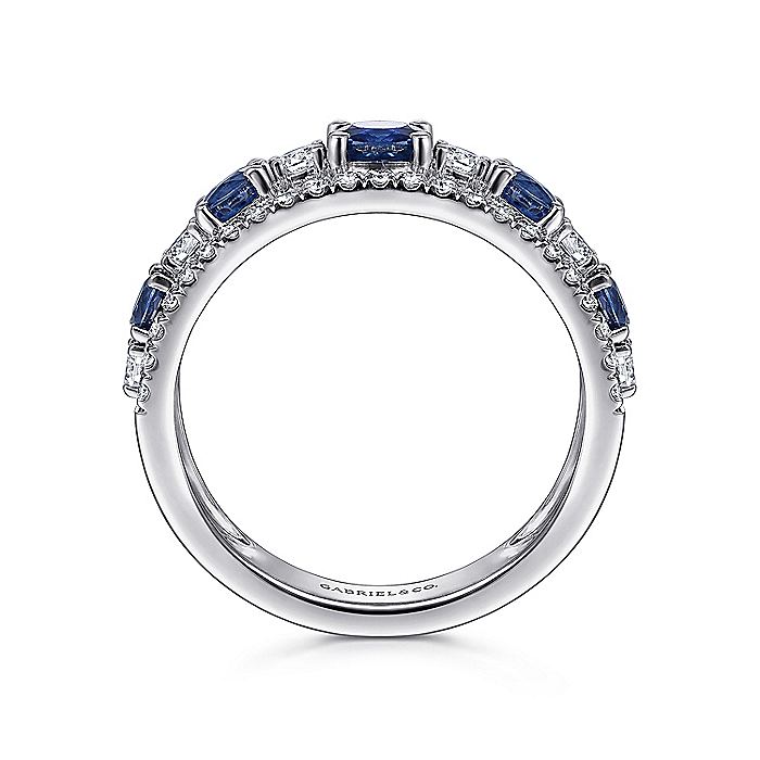 Gabriel & Co. LR51738W45SA 14K White Gold Round Sapphire and Diamond Ring