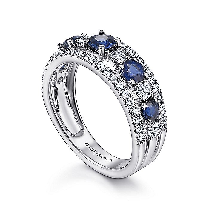 Gabriel & Co. LR51738W45SA 14K White Gold Round Sapphire and Diamond Ring