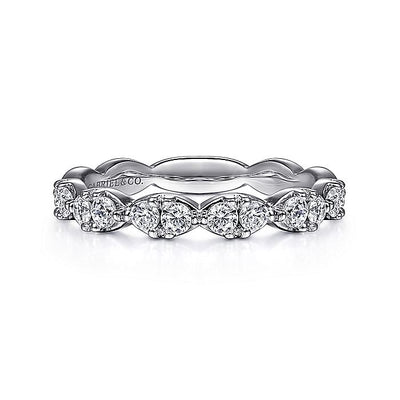 Gabriel & Co. LR51747W45JJ 14K White Gold Diamond Cluster Stackable Ring