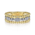 Gabriel & Co. LR51779M45JJ 14K White-Yellow Gold Diamond and Bujukan Bead Ring