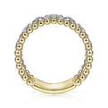 Gabriel & Co. LR51779M45JJ 14K White-Yellow Gold Diamond and Bujukan Bead Ring