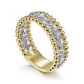 Gabriel & Co. LR51779M45JJ 14K White-Yellow Gold Diamond and Bujukan Bead Ring