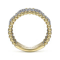 Gabriel & Co. LR51783M45JJ 14K White-Yellow Gold Pavé Diamond Link and Bujukan Bead Ring