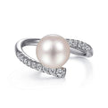 Gabriel & Co. LR51812W45PL 14K White Gold Bypass Pearl and Diamond Ring