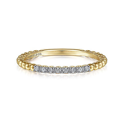 Gabriel & Co. LR51823Y45JJ 14K Yellow Gold Bujukan Bead and Diamond Stackable Ring