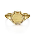 Gabriel & Co. LR51829Y4JJJ 14K Yellow Gold Round Signet Ring with Twisted Rope Frame