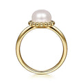 Gabriel & Co. LR51835Y4JPL 14K Yellow Gold Pearl Ring with Bujukan Beaded Halo