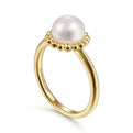 Gabriel & Co. LR51835Y4JPL 14K Yellow Gold Pearl Ring with Bujukan Beaded Halo