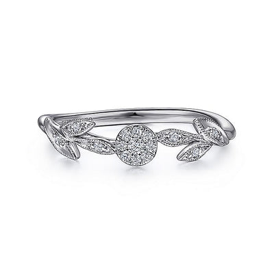 Gabriel & Co. LR51843W45JJ 14K White Gold Floral Diamond Stackable Ring