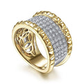 Gabriel & Co. LR51858M45JJ 14K White-Yellow Gold Wide Diamond and Pyramid Ring