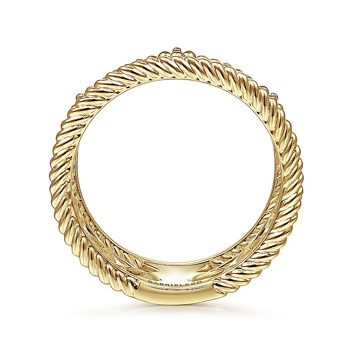 Gabriel & Co. LR51885Y4JJJ 14K Yellow Gold Twisted Rope and Bujukan Bead Wide Band Ring