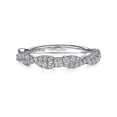 Gabriel & Co. LR51915W45JJ 14K White Gold Twisted Diamond Stackable Ring