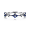 Gabriel & Co. LR51931W45SA 14K White Gold Alternating Sapphire and Diamond Station Ring