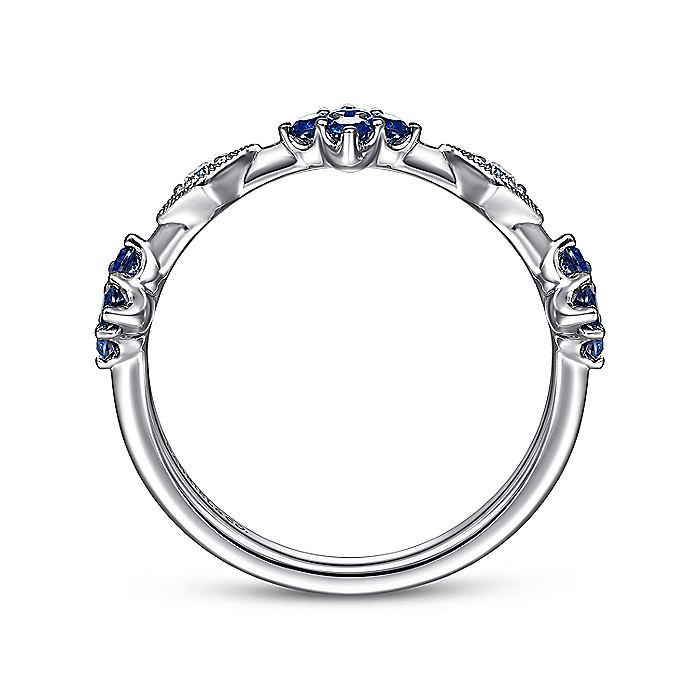 Gabriel & Co. LR51931W45SA 14K White Gold Alternating Sapphire and Diamond Station Ring