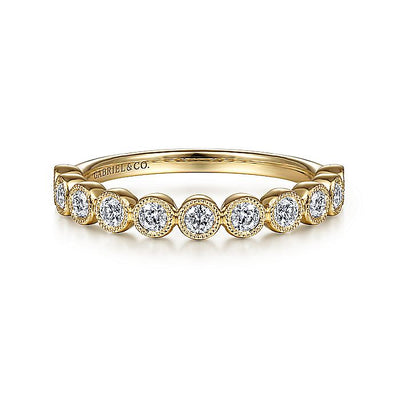 Gabriel & Co. LR51932Y45JJ 14K Yellow Gold Millgrain Bezel Diamond Stackable Ring