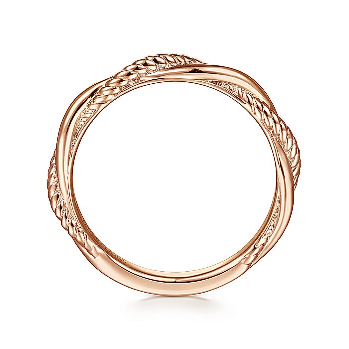 Gabriel & Co. LR51981K4JJJ 14K Rose Gold Twisted Rope Intertwining Ring