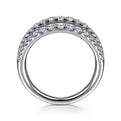 Gabriel & Co. LR52002W45JJ 14K White Gold Three Row Diamond Ring