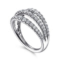 Gabriel & Co. LR52002W45JJ 14K White Gold Three Row Diamond Ring